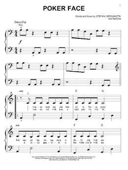 page one of Poker Face (Big Note Piano)