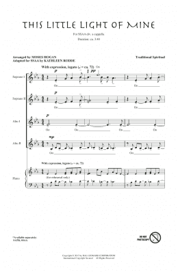 page one of This Little Light Of Mine (arr. Moses Hogan) (SSA Choir)