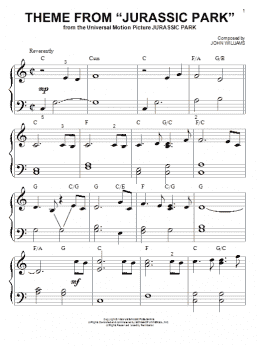 page one of Theme From "Jurassic Park" (Big Note Piano)