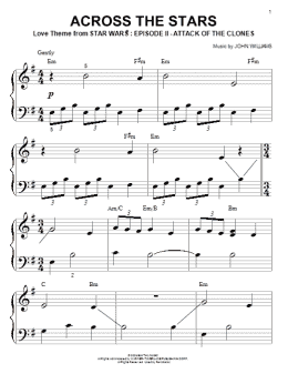 page one of Across The Stars (from Star Wars: Attack of the Clones) (Big Note Piano)