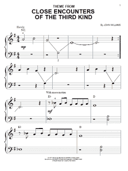 page one of Theme From Close Encounters Of The Third Kind (Big Note Piano)