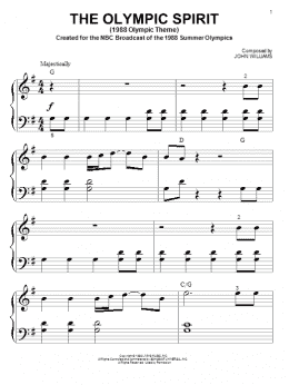 page one of The Olympic Spirit (1988 Olympic Theme) (Big Note Piano)