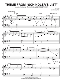 page one of Theme From Schindler's List (Big Note Piano)