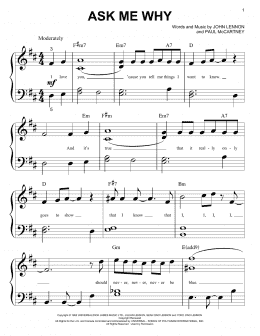 page one of Ask Me Why (Big Note Piano)