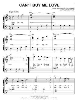 page one of Can't Buy Me Love (Big Note Piano)
