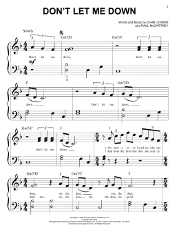 page one of Don't Let Me Down (Big Note Piano)