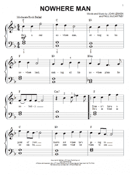 page one of Nowhere Man (Big Note Piano)