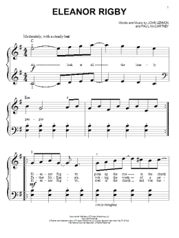 page one of Eleanor Rigby (Big Note Piano)