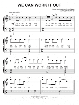page one of We Can Work It Out (Big Note Piano)