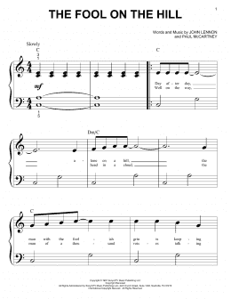 page one of The Fool On The Hill (Big Note Piano)