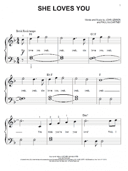 page one of She Loves You (Big Note Piano)
