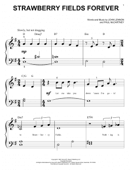 page one of Strawberry Fields Forever (Big Note Piano)
