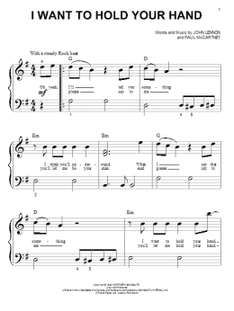 page one of I Want To Hold Your Hand (Big Note Piano)