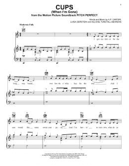 page one of Cups (When I'm Gone) (Piano, Vocal & Guitar Chords (Right-Hand Melody))