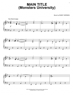 page one of Main Title (Monsters University) (Piano Solo)