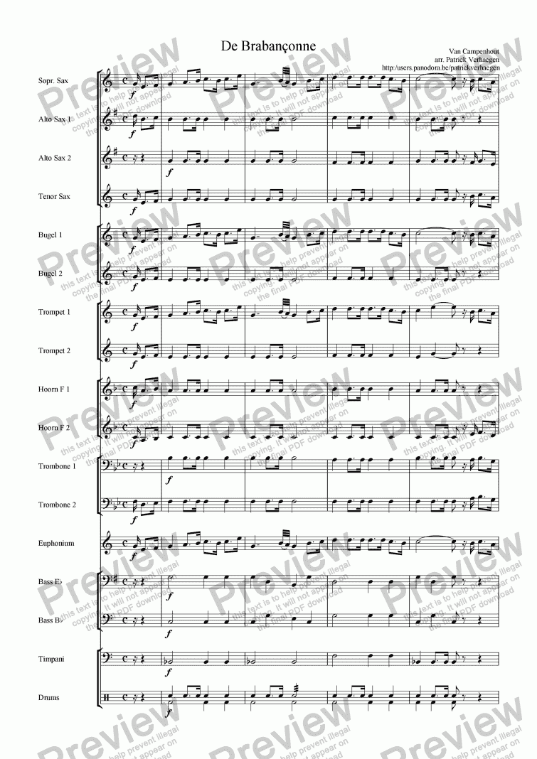 page one of Braban�onne (for fanfare band)