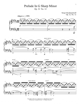 page one of Prelude In G-Sharp Minor, Op. 32, No. 12 (Piano Solo)