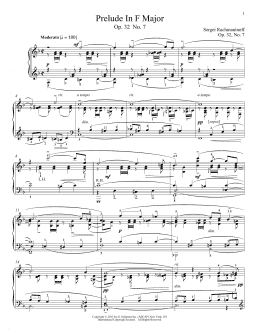 page one of Prelude In F Major, Op. 32, No. 7 (Piano Solo)