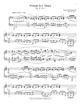 page one of Prelude In C Major, Op. 32, No. 1 (Piano Solo)