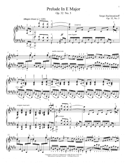 page one of Prelude In E Major, Op. 32, No. 3 (Piano Solo)