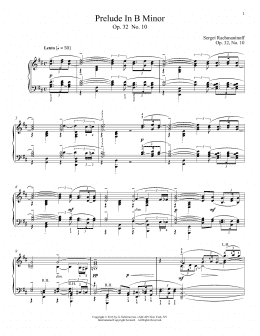 page one of Prelude In B Minor, Op. 32, No. 10 (Piano Solo)