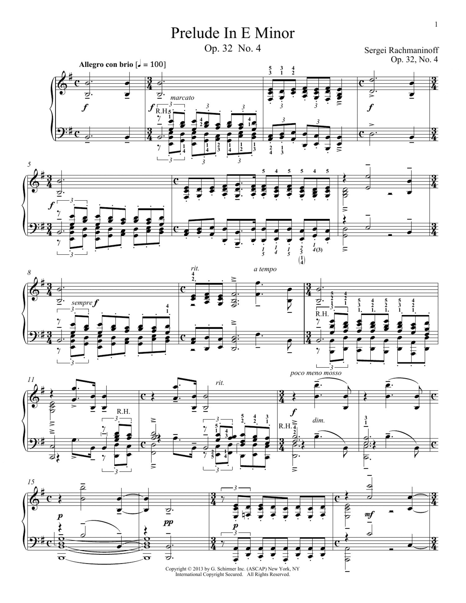Prelude In E Minor, Op. 32, No. 4 (Piano Solo)
