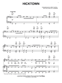page one of Hicktown (Piano, Vocal & Guitar Chords (Right-Hand Melody))