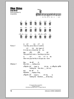 page one of Blue Skies (Ukulele Chords/Lyrics)