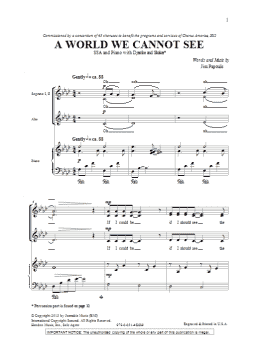 page one of A World We Cannot See (SSA Choir)
