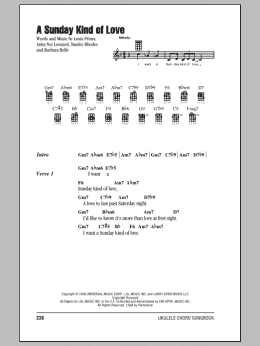 page one of A Sunday Kind Of Love (Ukulele Chords/Lyrics)