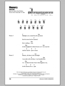 page one of Memory (from Cats) (Ukulele Chords/Lyrics)