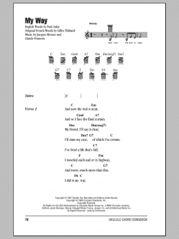 page one of My Way (Ukulele Chords/Lyrics)