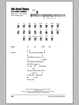 page one of Old Devil Moon (Ukulele Chords/Lyrics)