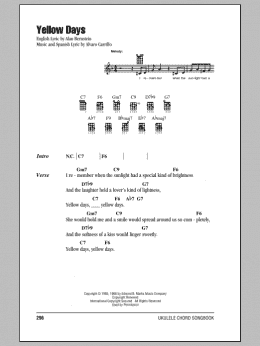 page one of Yellow Days (Ukulele Chords/Lyrics)