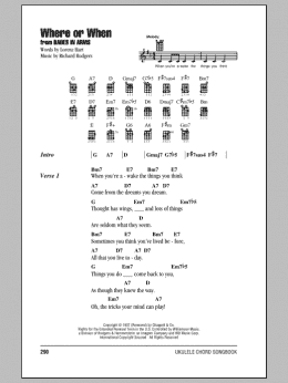 page one of Where Or When (Ukulele Chords/Lyrics)