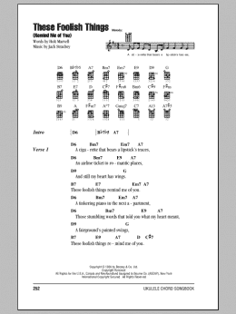page one of These Foolish Things (Remind Me Of You) (Ukulele Chords/Lyrics)