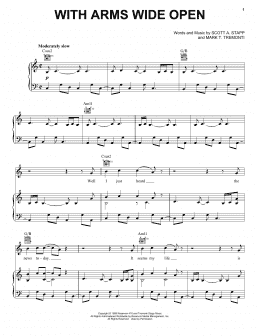page one of With Arms Wide Open (Piano, Vocal & Guitar Chords (Right-Hand Melody))