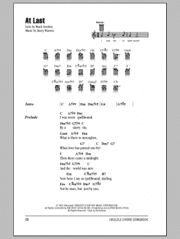 page one of At Last (Ukulele Chords/Lyrics)