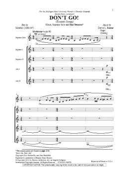 page one of Don't Go (SSA Choir)