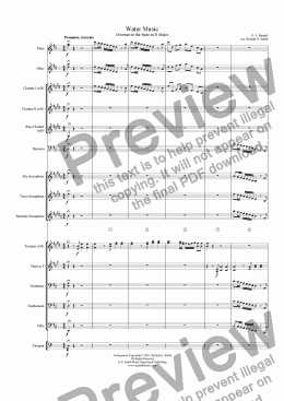 page one of Water Music - Overture to the Suite in D Major