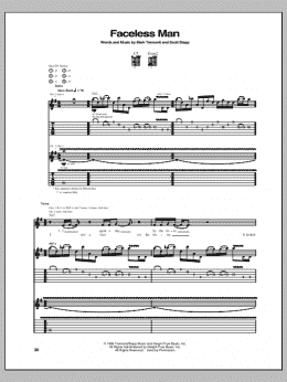 page one of Faceless Man (Guitar Tab)