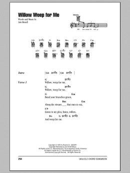 page one of Willow Weep For Me (Ukulele Chords/Lyrics)