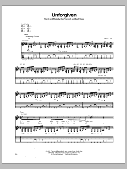 page one of Unforgiven (Guitar Tab)