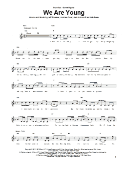page one of We Are Young (Bass Guitar Tab)