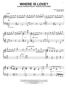 page one of Where Is Love? (Piano Solo)