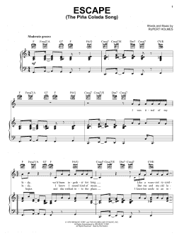 page one of Escape (The Piña Colada Song) (Piano, Vocal & Guitar Chords (Right-Hand Melody))