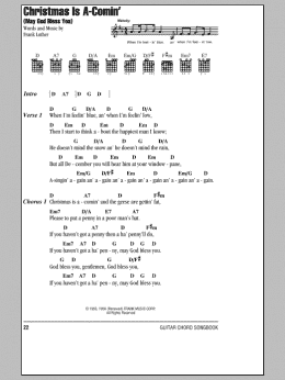page one of Christmas Is A-Comin' (May God Bless You) (Guitar Chords/Lyrics)