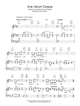 page one of Ave Verum Corpus (Piano, Vocal & Guitar Chords)