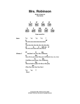 page one of Mrs. Robinson (Guitar Chords/Lyrics)