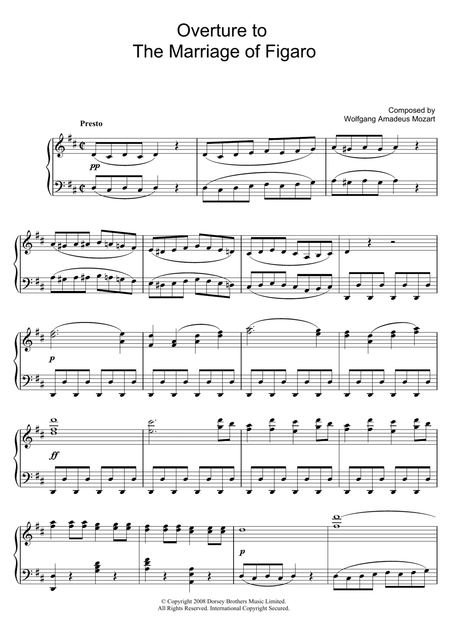 Overture To The Marriage Of Figaro (Piano Solo)